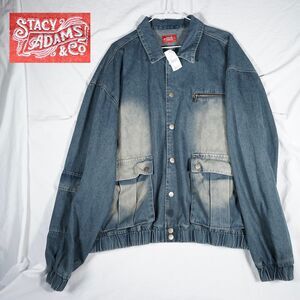 Stacy Adams Denim Snap Button Jacket Blue 3XL Cropped Style New Imperfections